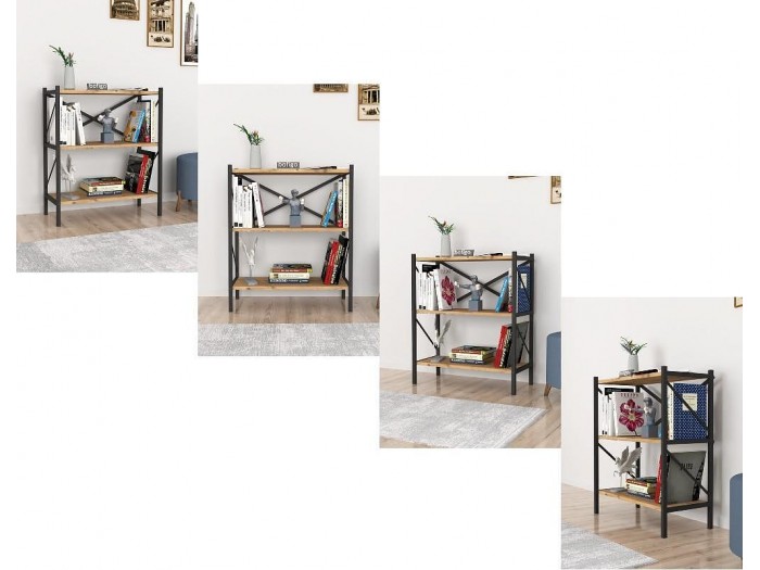 Метална етажерка 3 SHELVES (бор/черно)