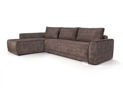 Ъглов диван Дъблин (тъмнокафяв Ramada 5/ Brown 1) с функция сън