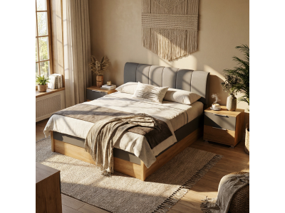 Легло с тапицирана табла и нощни шкафчета RAMONA