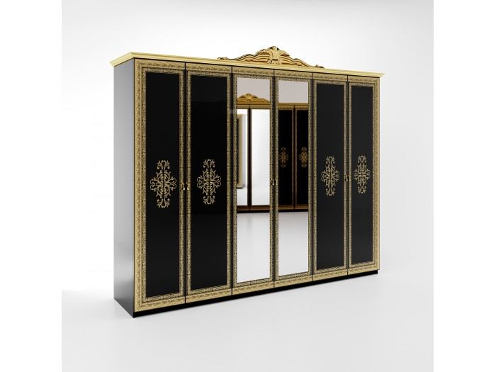 Шесткрилен гардероб с огледало JENNIFER JF-16-BL