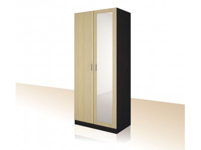 Двукрилен гардероб с огледало, лост и рафт- Примо 9